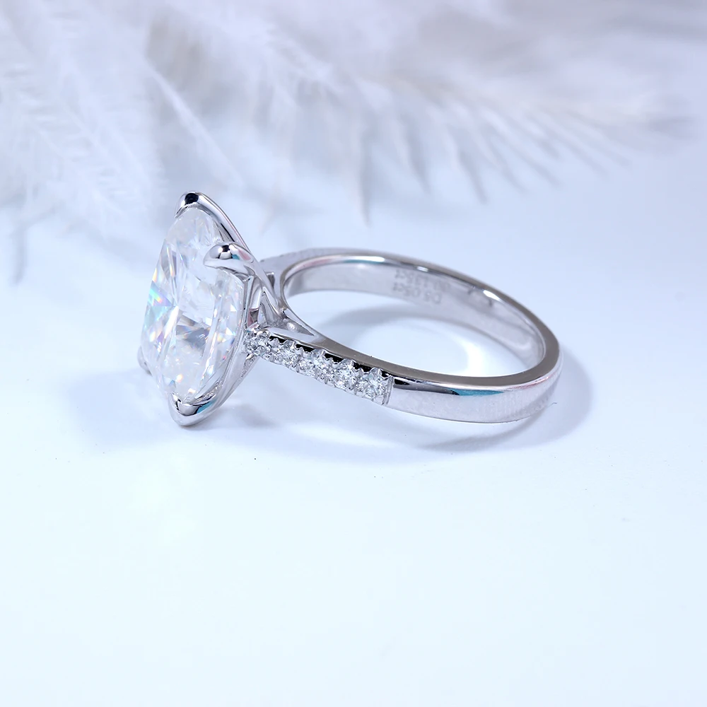 Transgems большой камень 14 K 585 белого золота 5ct карат 9X11 Подушка FG Цвет обручальное кольцо для Для женщин свадебный подарок