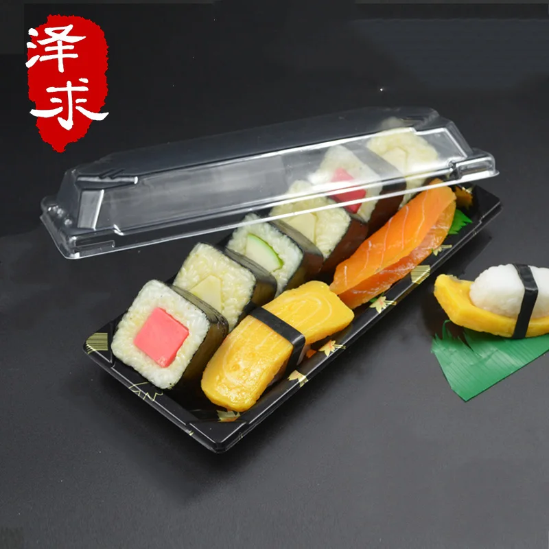 50 шт. одноразовых коробок для суши покрытых золотым листом содержат