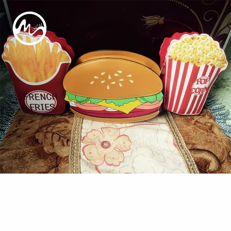 MINCH Creative Bags Fancy Women Shoulder Bag Hamburger Chips Cake Chain Clutch Cute Mini Girl Messenger | Багаж и сумки