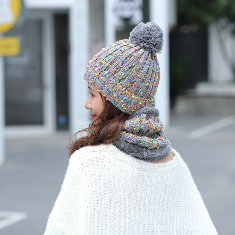 

Ymsaid 2018 New Fashion Women Warm Winter Set Of Ladies Girl Caps With Scarf Neckerchief Top Quality Balaclava Knitted Hat