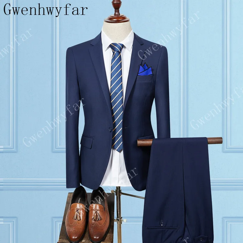 Дизайнерские мужские костюмы на одной пуговице Slim Fit Vent groommen Свадебные смокинги