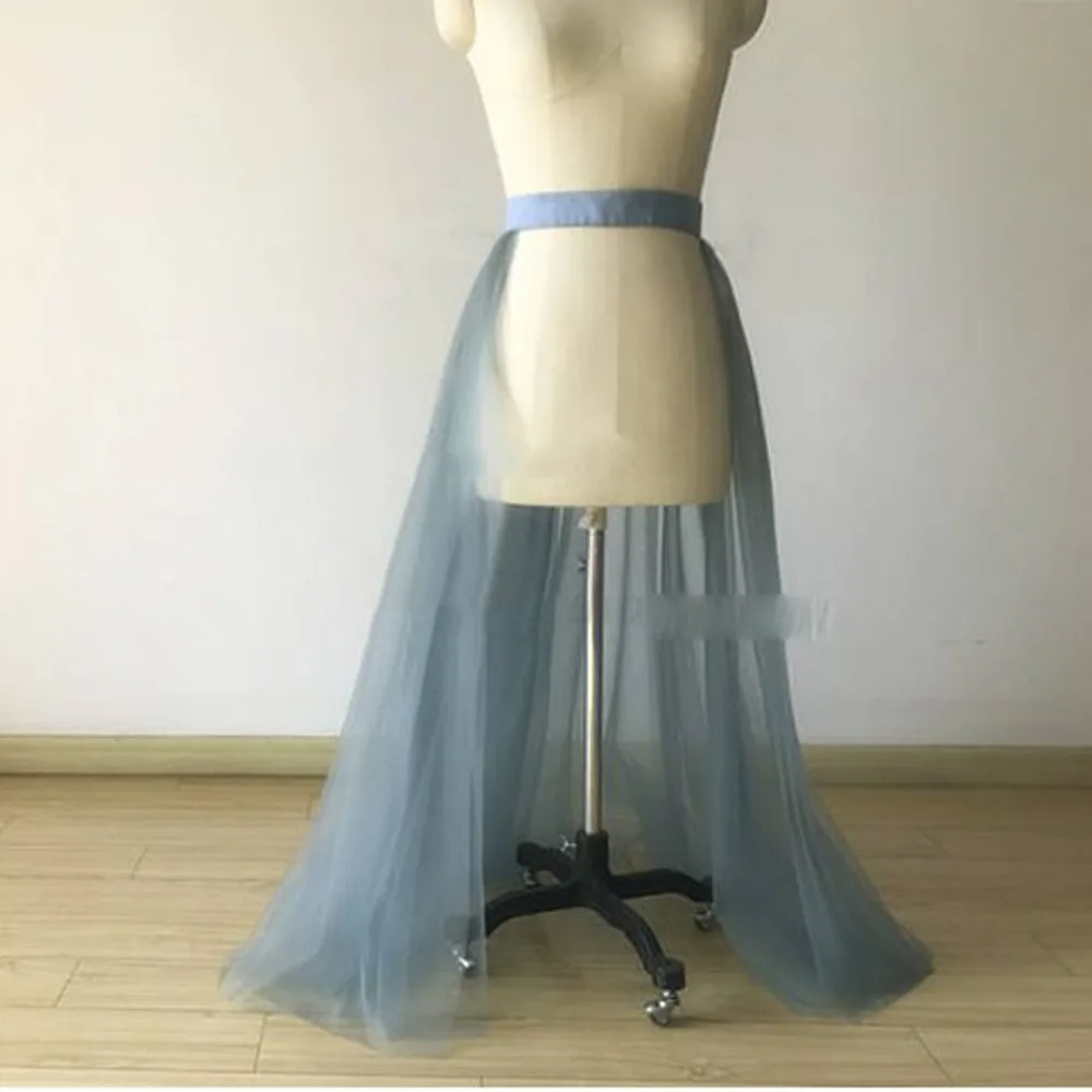 Женская юбка пачка со съемным шлейфом Dusty Blue недорогая из тюля для выпускного