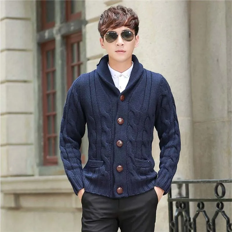 

New Fashion Thick Sweater Men Casual Cardigan Coarse Wool Korean Male Sweaters Cashmere Sweater Jacket Man Clothes