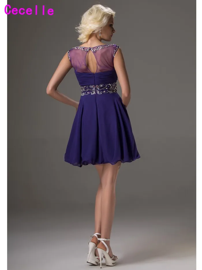 Реальные изображения Короткие бальные платья 2019 фиолетовый трапециевидной