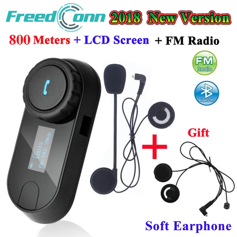 FreedConn TCOM-SC Bluetooth Интерком мотоциклетный шлем беспроводная гарнитура переговорные с ЖК FM радио+ Дополнительные мягкие наушники