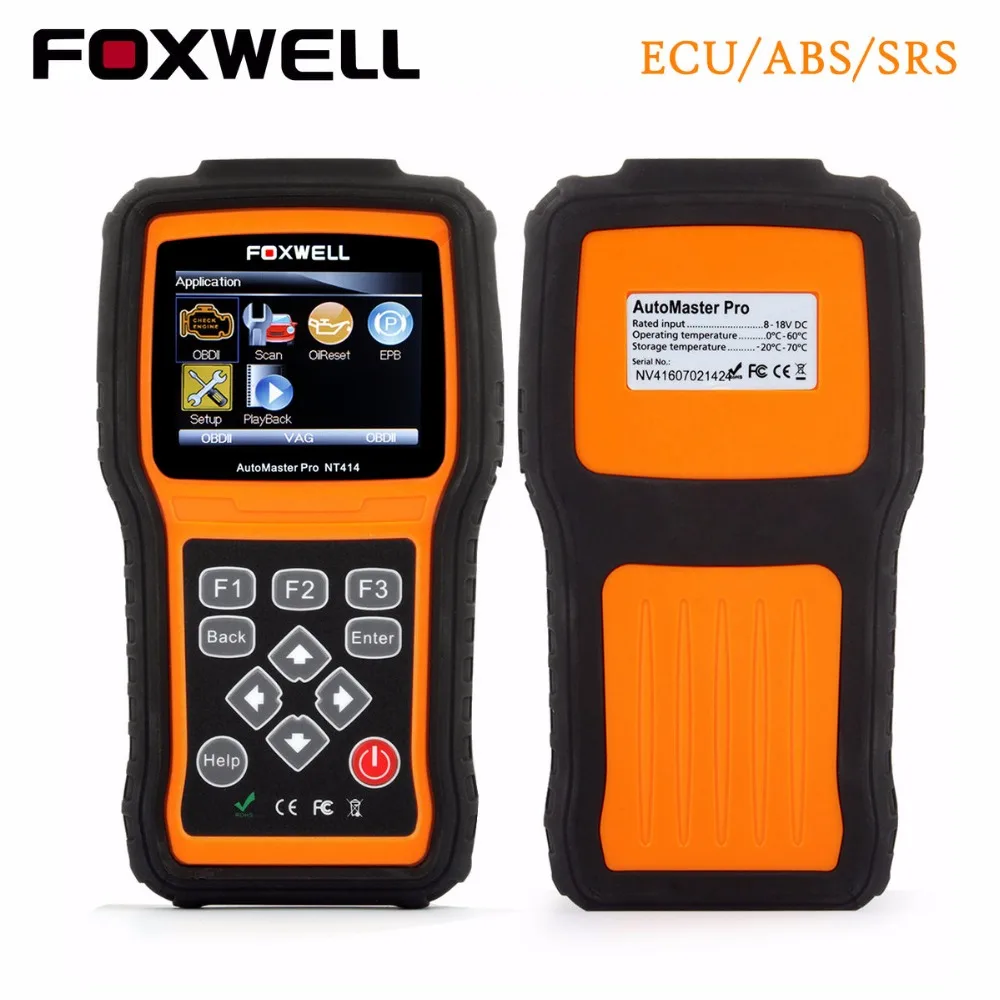 FOXWELL NT414 OBD2 диагностический сканер двигателя ABS SRS EPB масла сброса передачи