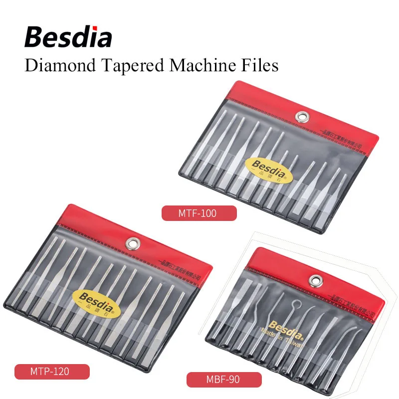 TAIWAN Besdia Diamond Tapered Machine Files Hand Tool or assort with Turbo Air Lappers MTP120 MTF100