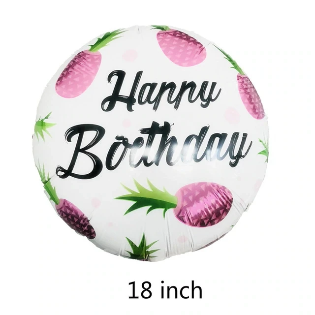 pink happy birthday 2 шт Гавайские Луау вечерние воздушные шары летние фруктовые круглые воздушные шары из фольги ананас Пальма первый день рождения Декор Детская игрушка подарок - Цвет: pink happy birthday