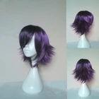 Парик для косплея HAIRJOY из синтетических волос, короткий кудрявый фиолетовый черный