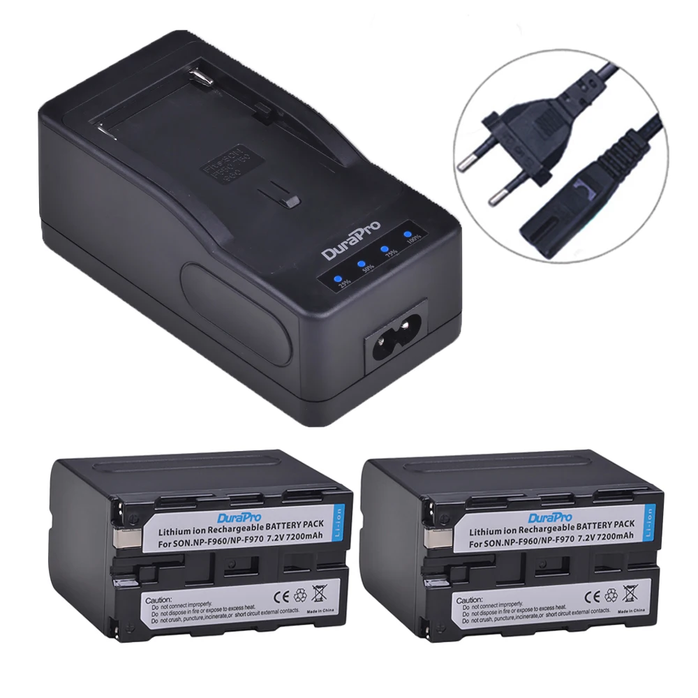 DuraPro 2x7200 мАч NP F960 F970 батареи для фотоаппарата + светодиодное сверхбыстрое