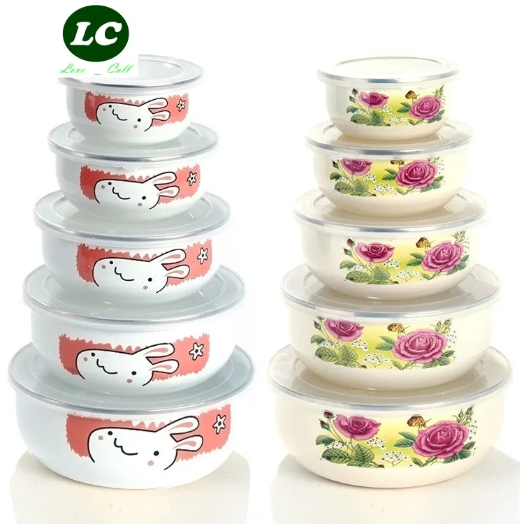 Бесплатная доставка набор мисок для свежести 5 шт. эмалированная микшерная чаша