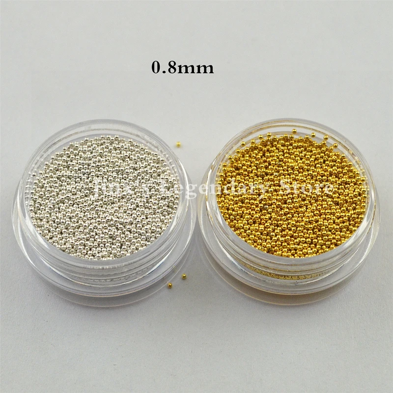 

2 горшка, серебристые и золотые металлические бусины для ногтей, икра для 3d дизайна ногтей, украшения, инструменты для маникюра 0,8 мм, бесплатная доставка