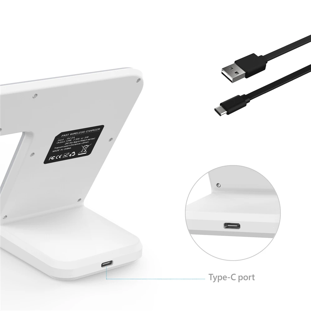 2 in 1 Wireless Charger for apple watch 4 Type C 10W Qi Fast Charging Pad iphone XS MAX XR X 8 Plus Samsung S9 | Электроника