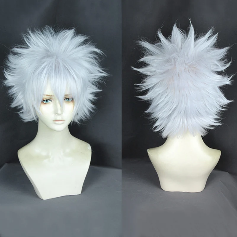 Парик для косплея HUNTER Killua Zoldyck с коротким ворсом термостойкий синтетический