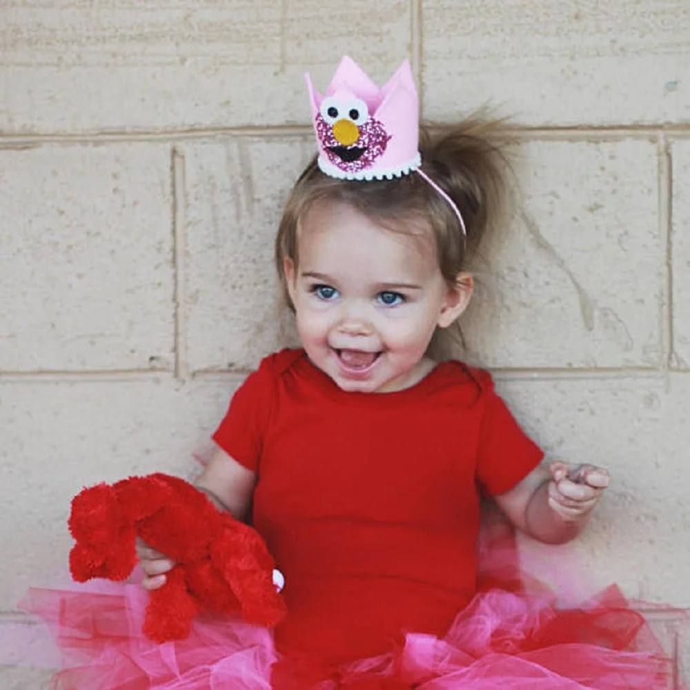 1 шт. уличная Улица Сезам Элмо кружевная корона с блестками эластичная повязка на