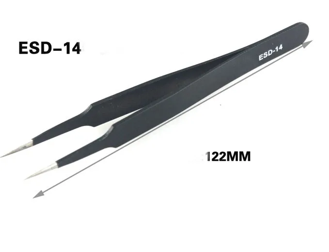 ESD-14 122mm Anti-static Straight Tip Forceps Precision Soldering Tweezers Set Electronic ESD Tool | Инструменты
