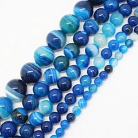 wholesale 4 16mm blue stripe agates round loose beads 15 sf5for jewelry making can mixed wholesale