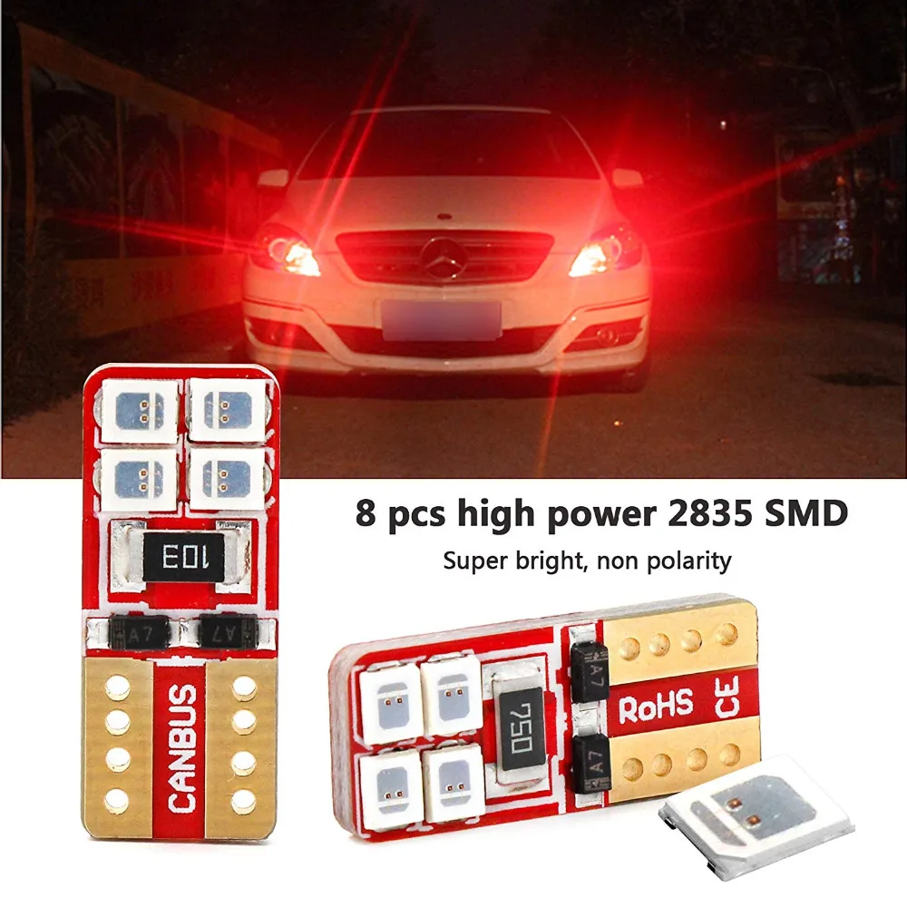 2 шт. T10 W5W 168 194 светодиодный светильник 2835 8-SMD Внутренняя купольная карта двери подсветка номерного знака Лампы белый синий желтый красный