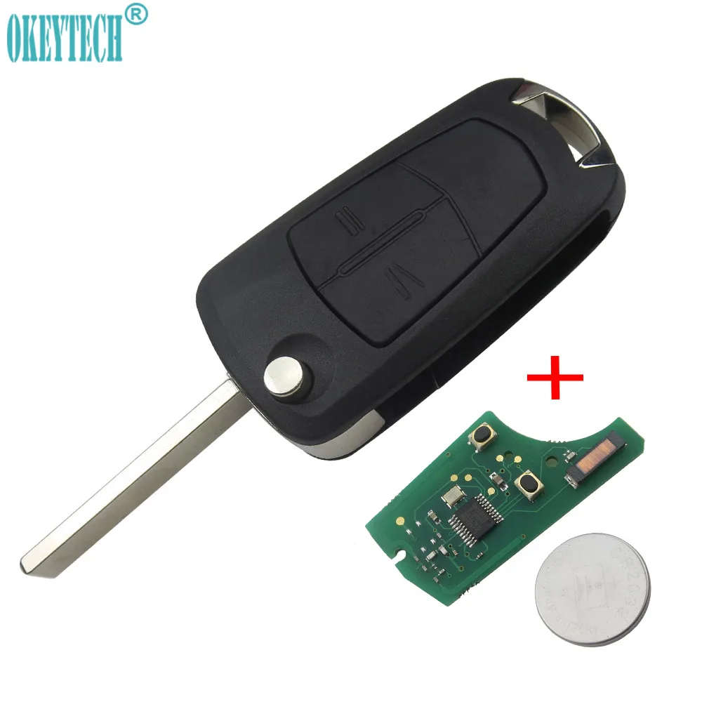 OkeyTech дистанционный флип ключ Fob 2 кнопки 433 МГц PCF7941 PCF7946 для Vauxhall Opel Автомобильный