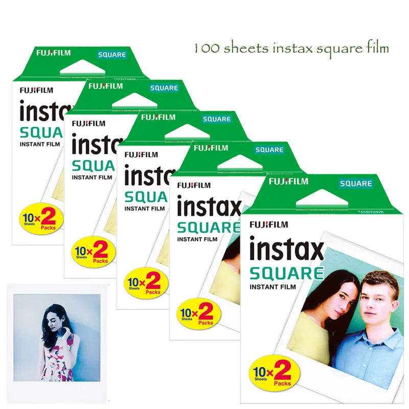 100 sheets white Подлинная Fujifilm Instax квадратная мгновенная пленка для Fuji SQ10 SQ6 камеры, Fujifilm смартфон поделиться SP-3 принтер, квадратный фотоальбом - Цвет: 100 sheets white