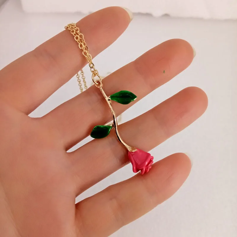 Ожерелье с подвеской в виде розы красного черного розового синего цвета|rose