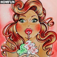homfun full squareround drill 5d diy diamond painting fat woman embroidery cross stitch 3d home decor gift a06326