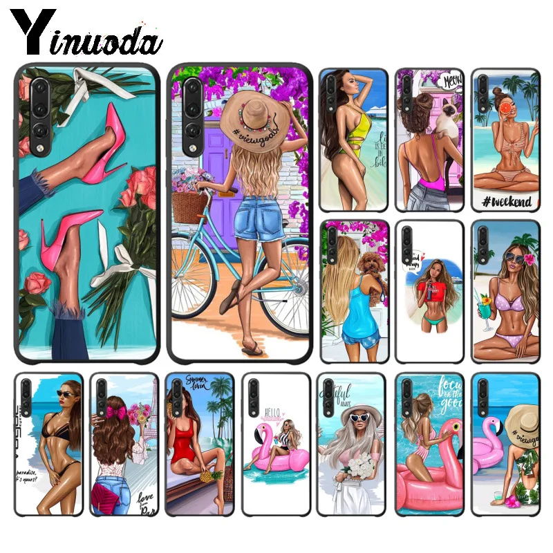 Yinuoda летний мягкий чехол из ТПУ для принцессы девочек пляжа Huawei P10 plus 20 pro P20 lite mate9 10
