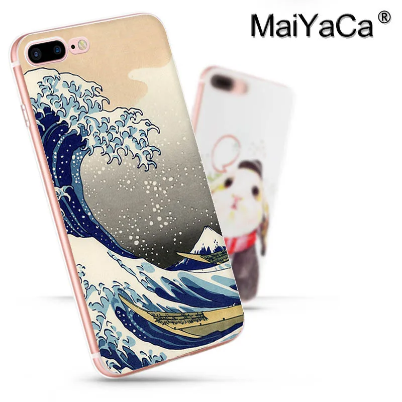 MaiYaCa Wave Art sun Japanese Green Illust аксессуары для телефонов Чехол Apple iPhone 8 7 6 6S Plus X 5 5S SE 5C |