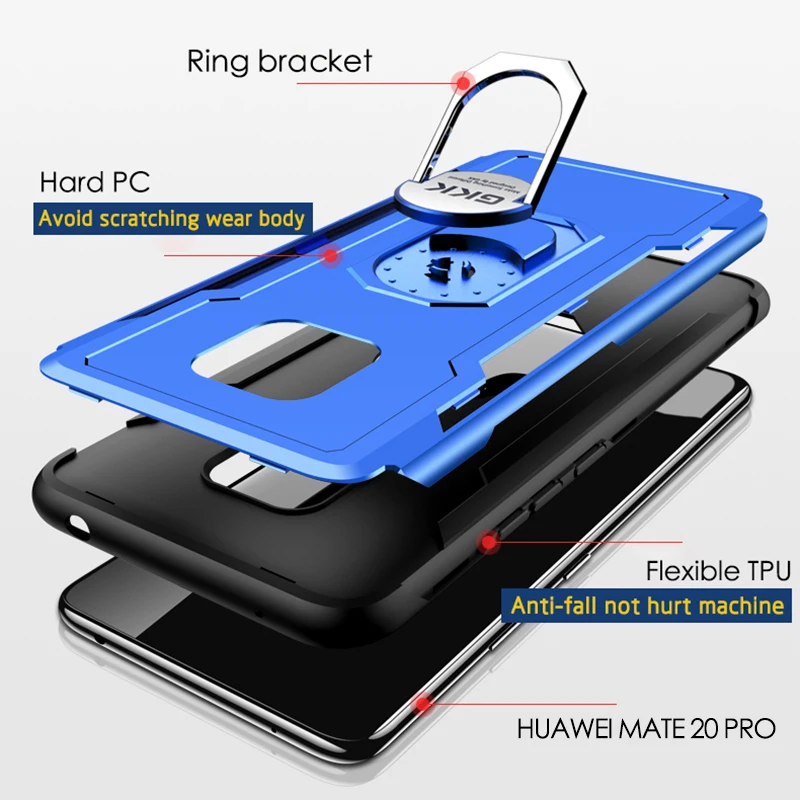 GKK Case for huawei mate 20 pro Finger Ring Kickstand Armor Protection Hard Shockproof Cover Fundas | Мобильные телефоны и