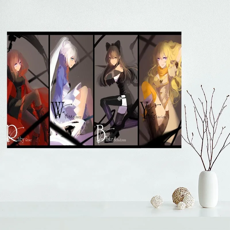 Новое поступление на заказ RWBY холст картина плакат Домашняя Декоративная скатерть шелковая ткань настенное Искусство Плакат для гостиной - Цвет: Темно-серый