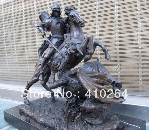 АА] доставка Изысканный Западный изысканный арт деко статуя Святого Георгия и