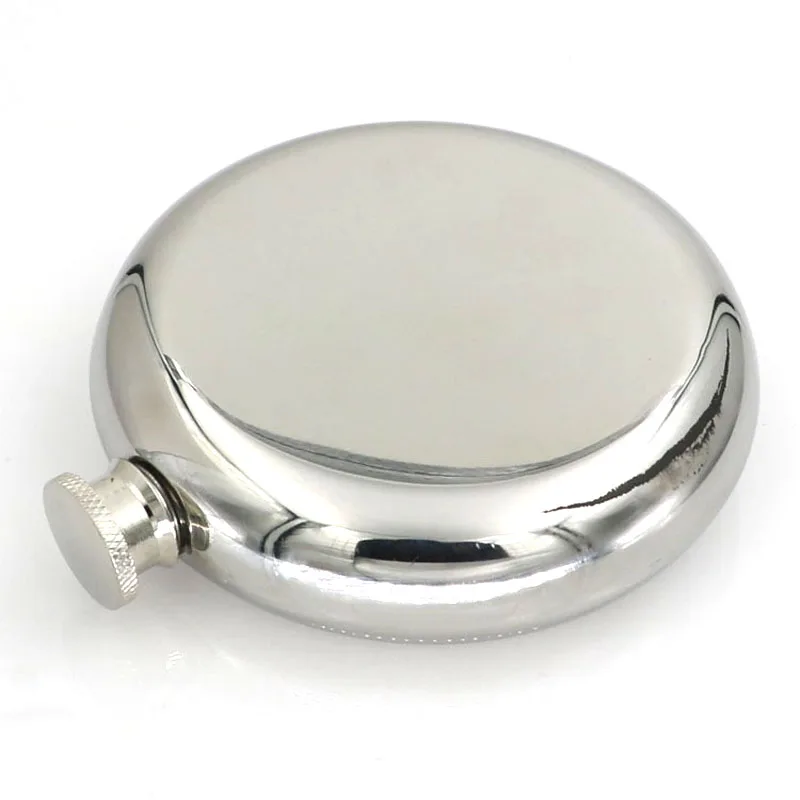 Круглая карманная фляга из нержавеющей стали со встроенным стеклом 5 унций для