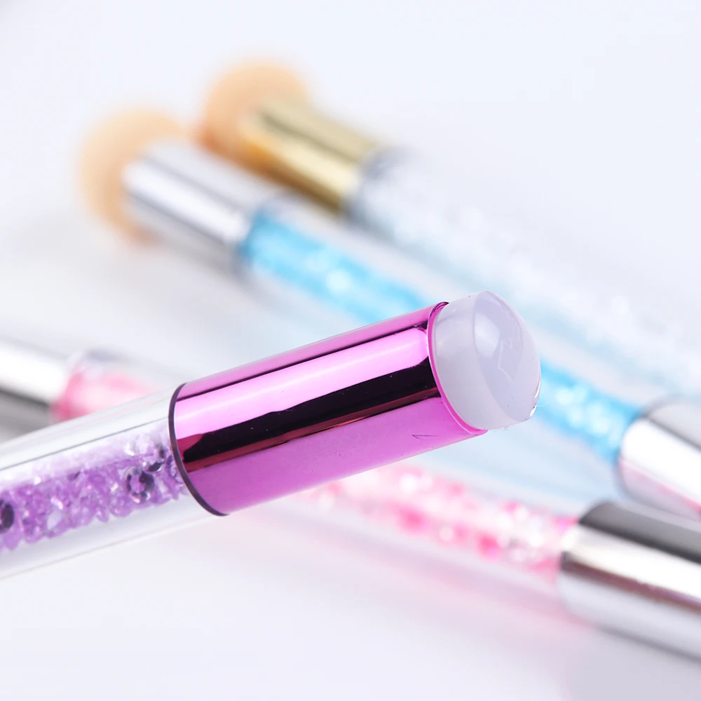 1 шт. губчатая головка кисть для дизайна ногтей блестящая Стразы Ручка Кисть