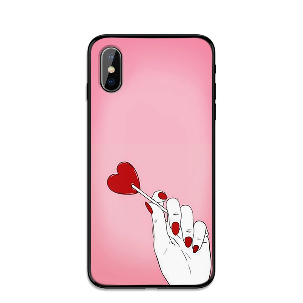 Сексуальные губы красный лак для ногтей Мягкий ТПУ чехол Apple iPhone 6 6S 7 8 Plus 5 5S SE X XS MAX