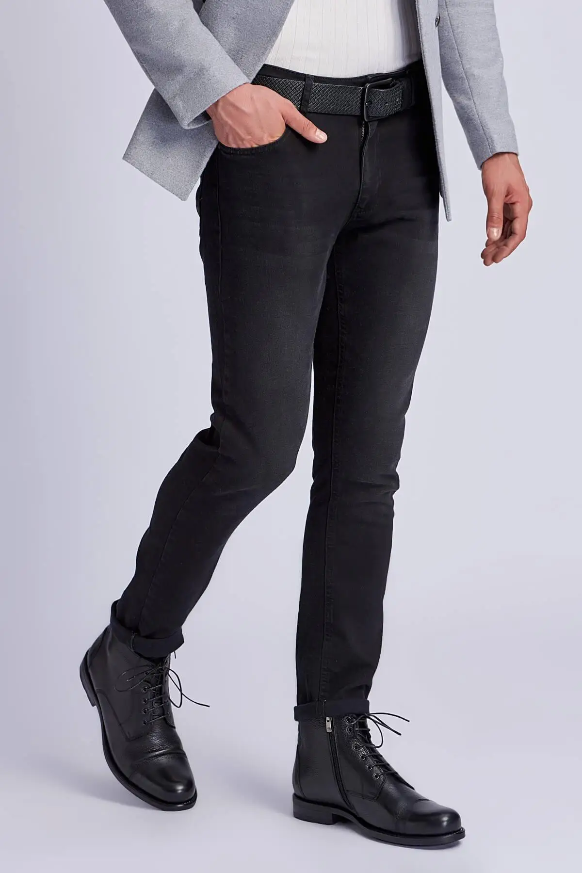 Черные мужские ботинки и из натуральной кожи с жемчугом 120130008677 |