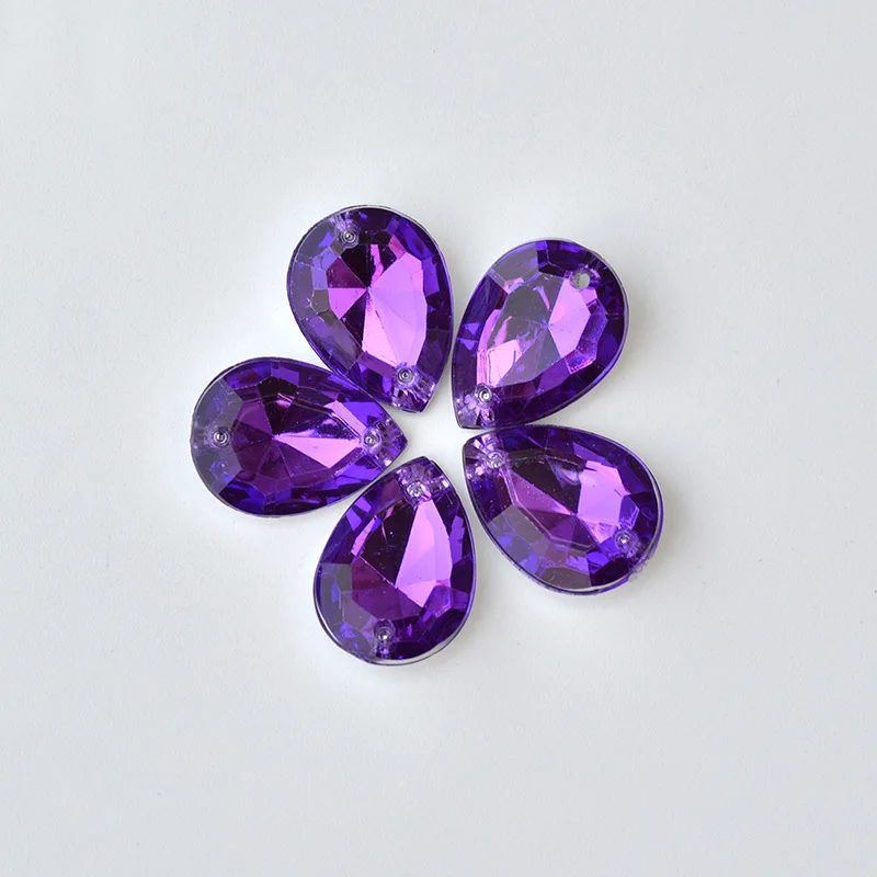 Purple JUNAO, 13*18 мм, Пришивные разноцветные каплевидные стразы, акриловая аппликация, заостренные сзади стразы, хрустальные камни для изготовления ювелирных изделий - Цвет: Purple