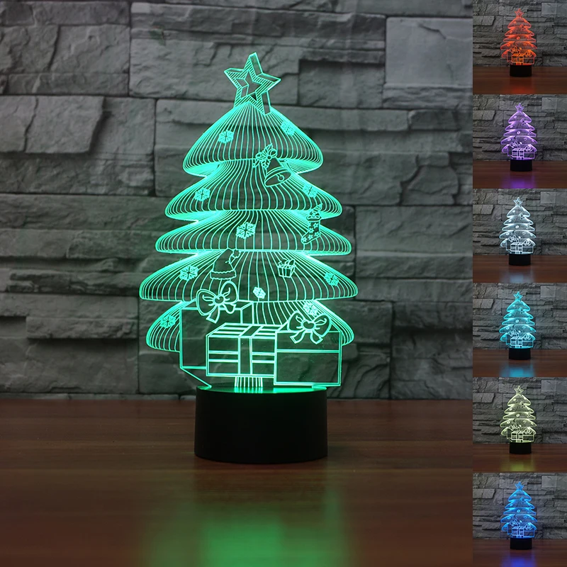 Fding 3D Visual Lamp Christmas Tree USB Nightlight 7 Color Changing Touch Table LED Bedside Party Decoration | Лампы и освещение