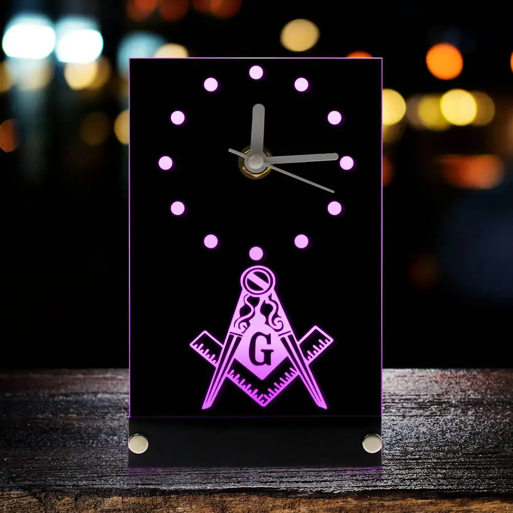 Электронные настольные часы масонский масон Freemason с квадратными и компасом