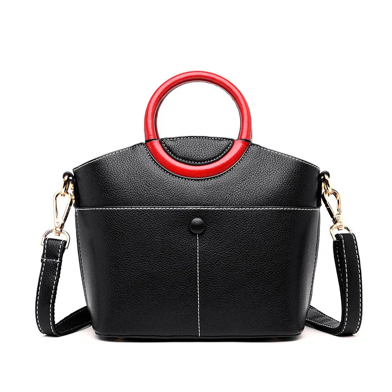 Черный Высокое качество модные простые плеча CrossBody сумки Для женщин Натуральная кожаные сумочки основа сумка Для женщин сумки - Цвет: Черный