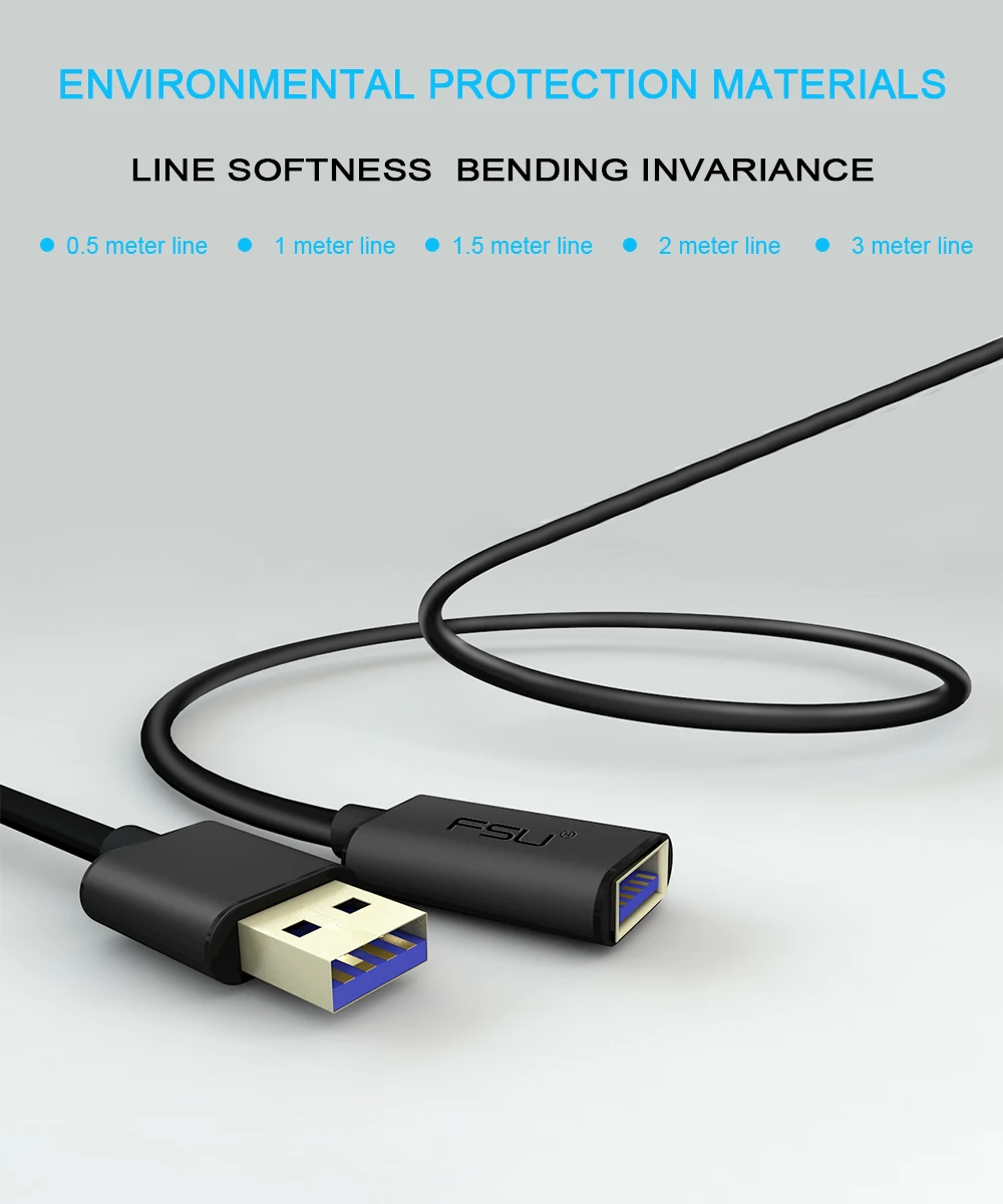 USB 3,0 кабель-удлинитель USB кабель-удлинитель для передачи данных 0,5 м 1 м 1,5 м 2 м 3 м для ПК PS4 Smart tv удлинитель Cabl