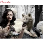 Алмазная 5d картина волк и леди, сделай сам, вышивка крестиком, женщина, животное, алмазная вышивка, рождественский подарок, Алмазная мозаика, украшение для дома