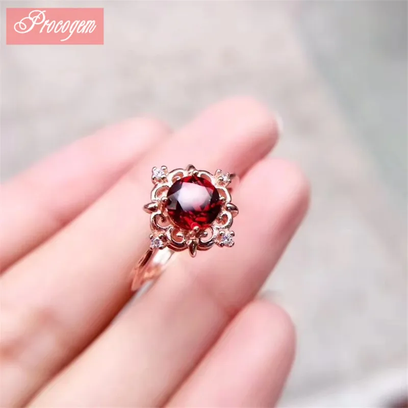 

Natural Garnet rings 6X6mm 925 sterling silver ring Antique rings gifts for women Genuine Gemstone fine Jewelry PC181007