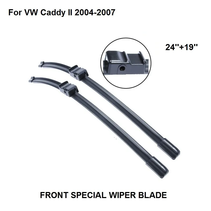 

Front Window Wiper Blade For VW Caddy II 2004-2007 24''+19'' High Quality Natural Rubber Clean Front Windshie