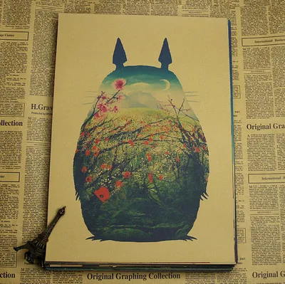 Винтаж с рисованным аниме Hayao Miyazaki Totoro Унесенные призраками плакат для кафе