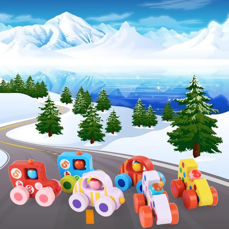 Деревянная машинка с колесами деревянные игрушки детская красочная мини-машинка