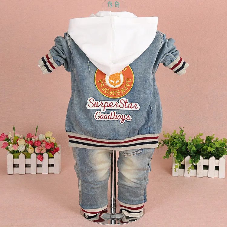 Baby Boy Demin Clothes Sets Clothing 3PCS Fashion High Qulity Hooded Set For Outfit Toddler Infant Suit 0 2 3 Years |