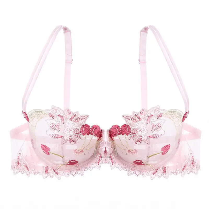 PINK Lilymoda, женский сексуальный ультратонкий прозрачный бюстгальтер без подкладки, эротический, балконет, ДЕМИ, кружевной, с вышивкой, бюстгальтер, женское нижнее белье, нижнее белье - Цвет: PINK