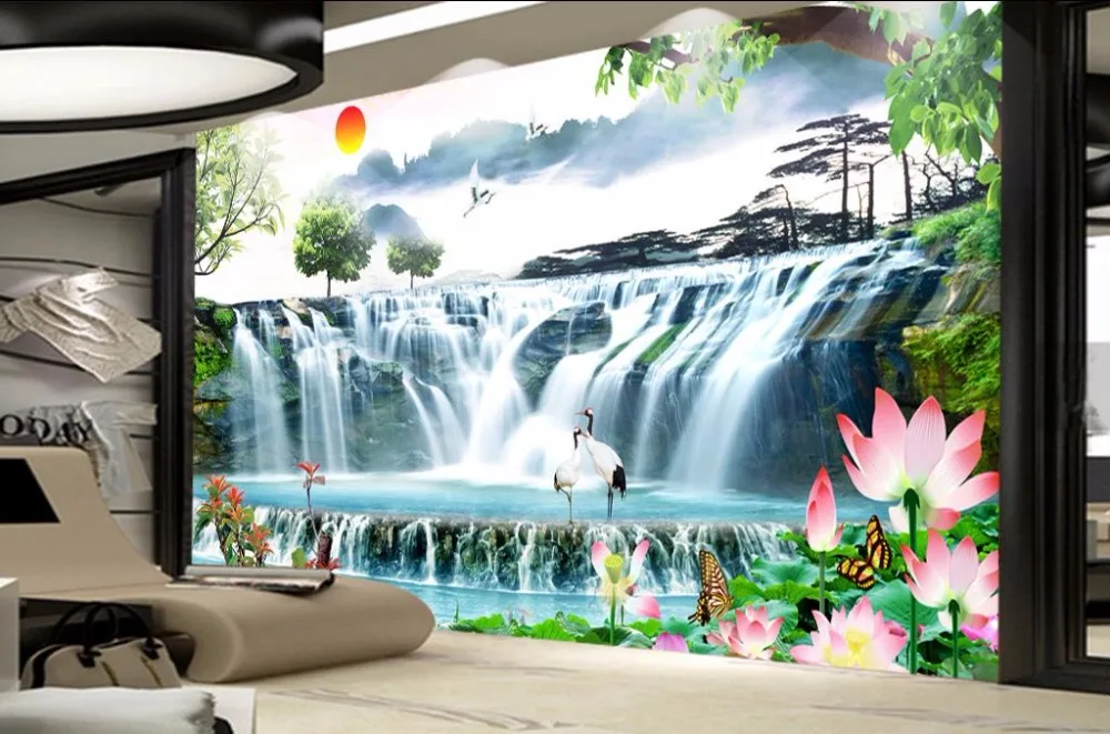 3d фотообои HD водопад вода богатство Пейзаж Фон|3d mural|mural wallpaperwallpapers hd |