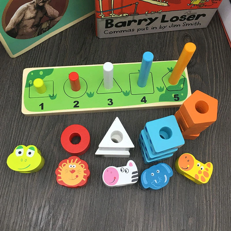 JaheerToy деревянные игрушки для детей Монтессори обучающая игрушка животные и фрукты 2-3-4 года для детей колонна