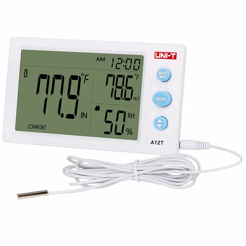 

UNI-T A12T Digital Thermometer-10-50 (14~122F) Hygrometer temperature Humidity 10~99%RH Meter Alarm Clock